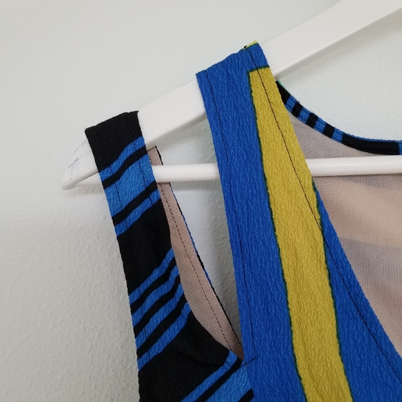 🌸 Rare! Tracy Reese Silk Cutout Colorblock Multiblock T Dress Size 8 - Picture 6 of 11